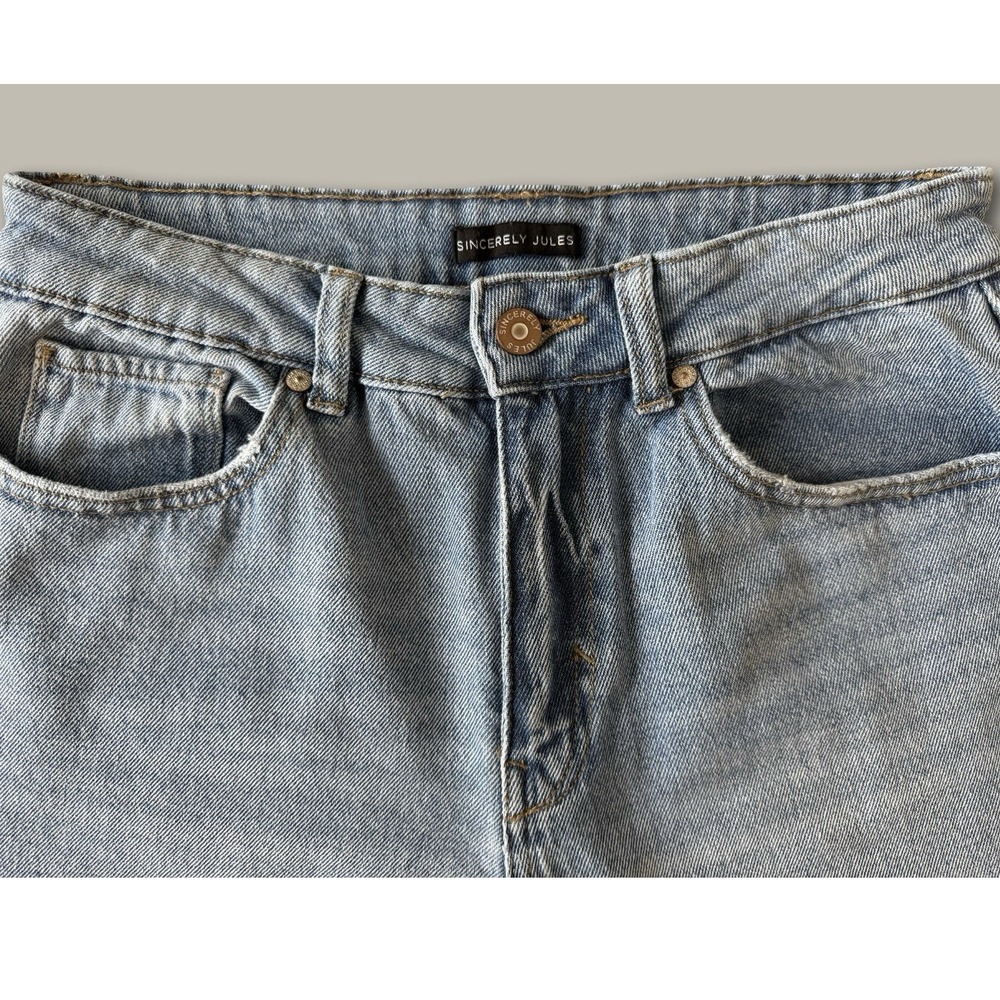 Sincerely Jules Baggy Y2K Wide Leg Jeans 9/29 Light Wash Side Slit High Rise - Picture 2 of 7